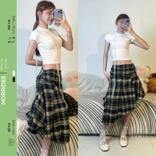 Chân Váy Caro Dáng Dài Vạt Chéo MR721 Chân Váy Caro Tà Xéo Mặc Được 2 Kiểu