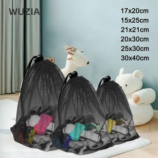 Túi giặt WUZIA, Túi đựng dây rút thoáng khí bằng Nylon, Túi lưới đa năng màu đen