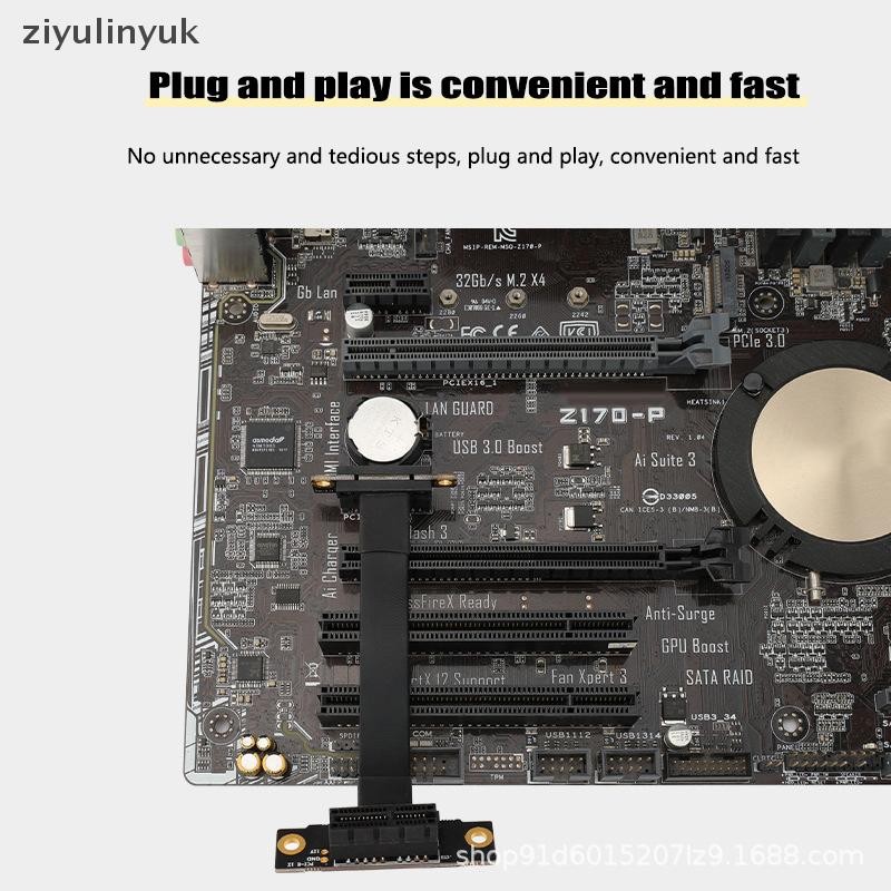 Ziyulinyuk PCIE X1 Riser Cáp mở rộng góc phải 90 độ PCI Express 1x Riser Card Ribbon Extender EN