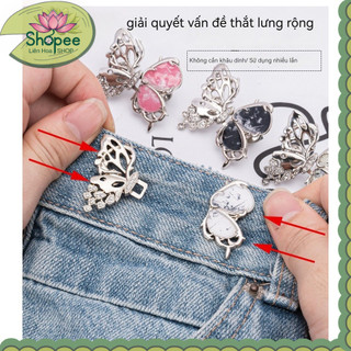  Nút Gài Lưng Quần Hình Cánh Bướm 2 Màu Điều Chỉnh Kích Thước Lưng Quần Phụ Kiện Trang Trí Thêm 