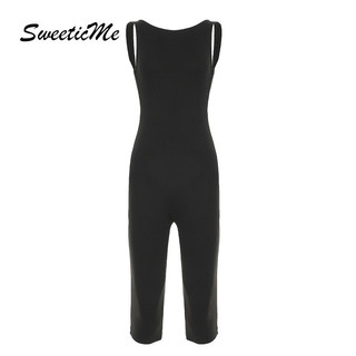 SweeticMe Áo Liền Quần Nữ 2025 Cơ Bản Gợi Cảm Không Tay Lưng Thể Thao