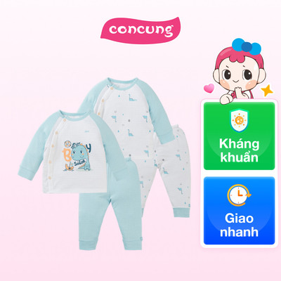 Set 2 bộ rayon chống muỗi dài Animo VD0425028 (18-24M,Xanh-trắng,TT06)