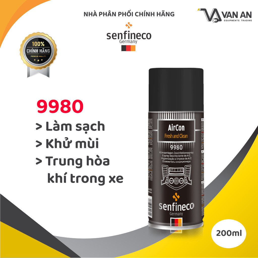 9980 Chai xịt làm sạch điều hòa và thơm mát không khí trong xe SENFINECO ĐỨC