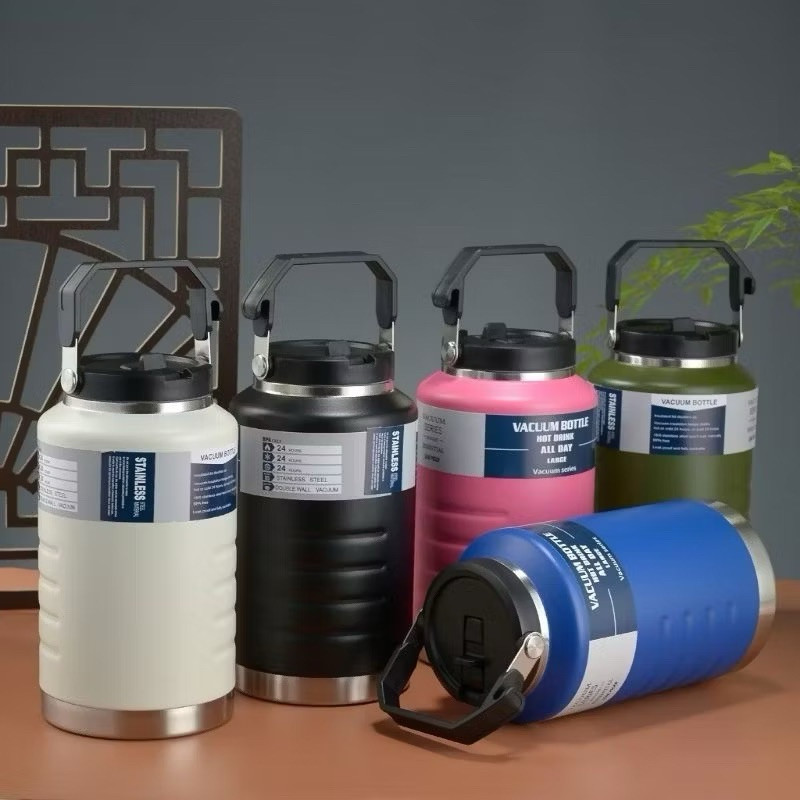 Bình Giữ Nhiệt inox 304 2000ml/1500ml miệng rộng có ống hút tiện lợi - Bình Vacum Dung Tích Lớn ( có