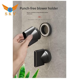 2 Chiếc Máy Sấy Tóc Hấp Thụ Từ Tính Lưu Trữ Móc Treo Không Đấm Nhôm Đen Cho LF03 Vòi Phun Khí Đứng Phụ Kiện