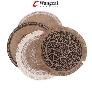 Wangcai tròn lót bàn ăn chống trượt họa tiết thêu trang nhã