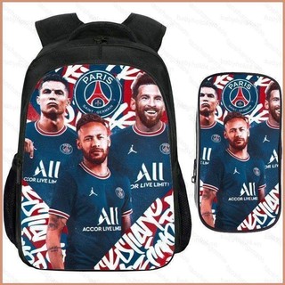 Ngôi sao bóng đá Messi Túi đi học Cristiano Ronaldo Phim hoạt hình Ba lô Hộp đựng bút chì Bộ 2 món Học sinh Mẫu giáo Bé trai