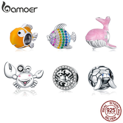 Bamoer Bạc 925 Quyến Rũ Cá Đại Dương Cua Mặt Dây Chuyền Phụ Kiện Thời Trang Quà Tặng Sinh Nhật SCC2707