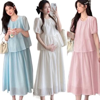 Sét bầu suông MAMADRESS gồm ÁO KÈM CHÂN VÁY xinh như nàng thơ chất TƠ TẰM HAI LỚP mềm mại tiểu thư S23 đủ 3 màu