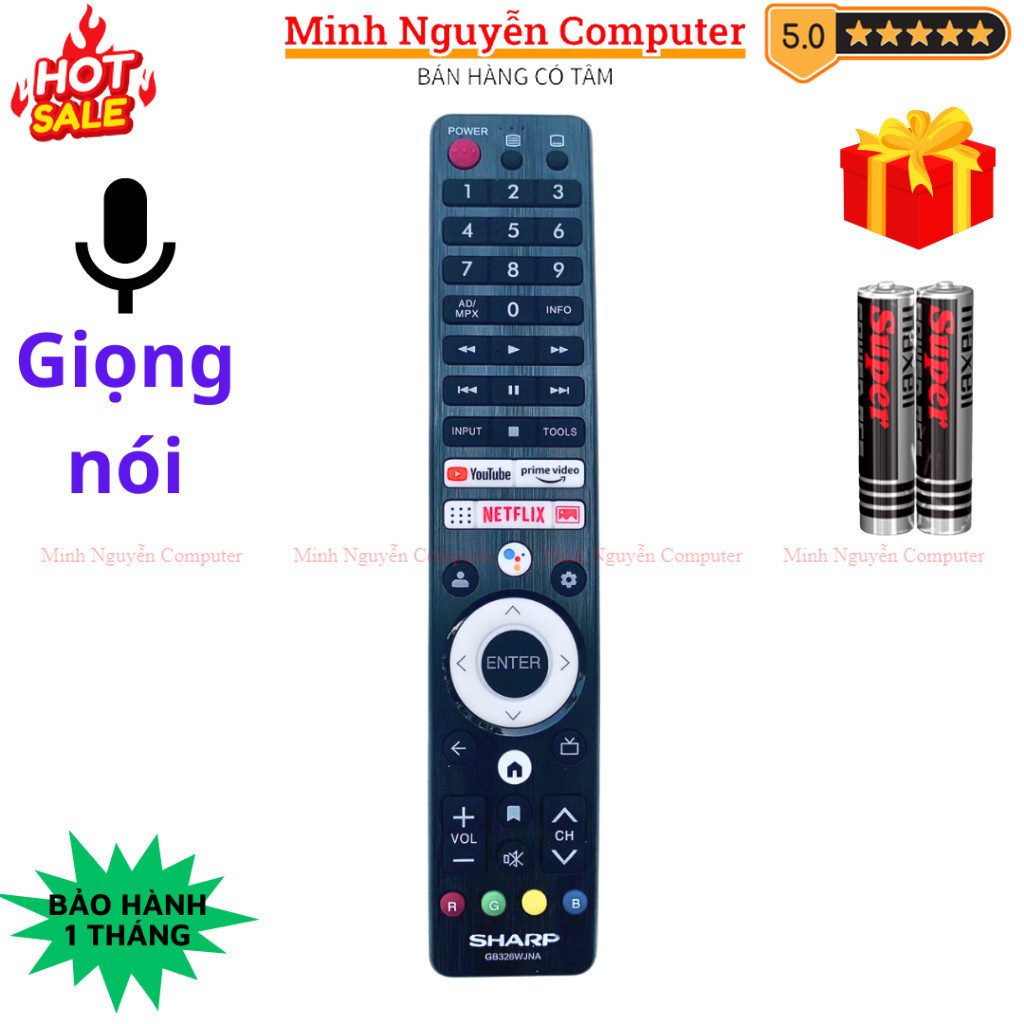Remote điều khiển tivi SHARP Mã 07 GB326WJNA, Giọng nói, điều khiển TV SHARP internet - Minh Nguyễn