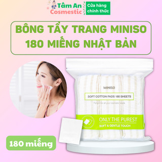 Combo Bông Tẩy Trang Miniso 180 Miếng, Bông Tẩy Trang Japan Technology Miniso, Bông Tẩy Trang 3 Lớp Siêu Mềm