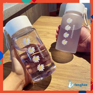500ml Chai nước bằng nhựa trong suốt hình hoa cúc Bình nước mờ sáng tạo miễn phí Bpa có dây di động Tách trà du lịch fenghao.vn