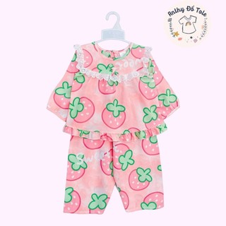 Đồ bộ mặc nhà bé gái, đồ ngủ bé gái,chất liệu tole lanh 2 da.Size 8-38kg tole dài tay Len Quần