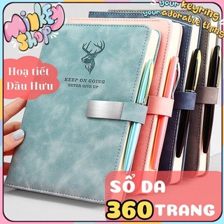 Sổ tay ghi chép bằng da sổ nhật kí A5 360 TRANG cao cấp độ dày giấy 80G notebook tập lên kế hoạch-Minkey