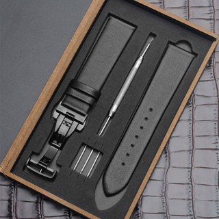  Dây đeo đồng hồ da nam và nữ dòng siêu mỏng tương thích với dây đeo đồng hồ da bò khóa bướm của Tianwang DW Longines CK Casio 