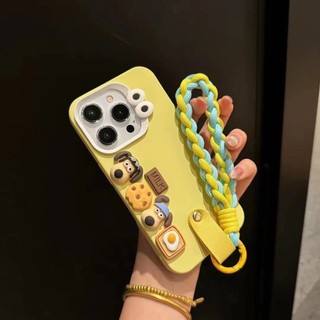 Có Dây Đeo Handmade Dành Cho iPhone 15 14 Plus 13 12 11 Pro Max Ốp lưng Dây Màu Trơn Chó Dễ Thương Chống Sốc Ốp Lưng Mềm
