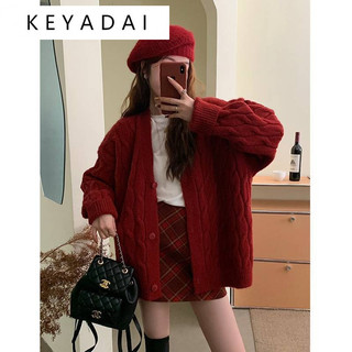 KEYADAI áo len cardigan áo khoác cardigan xu hướng Minimalist Korean thời trang WMJ24800RX 33Z240816
