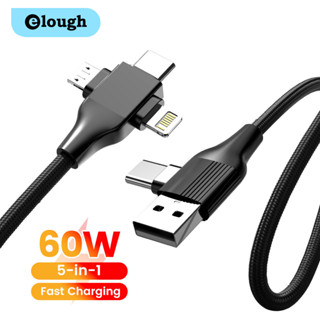 Cáp USB Elough 5 trong 1 PD 60W Micro USB / Type C Dây cáp điện thoại di động sạc nhanh