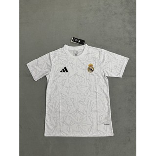 Đồng phục tập luyện Real Madrid 24-25, áo thể thao màu trắng, phiên bản quạt cao cấp