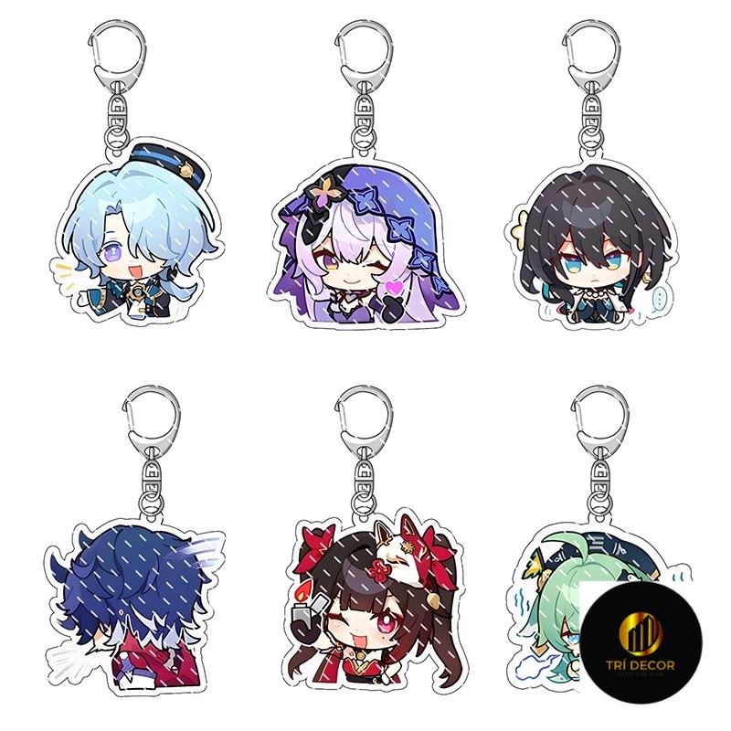 Móc khóa Honkai Star Rail lấp lánh Black Swan Ruanmei huohuo mặt dây chuyền acrylic