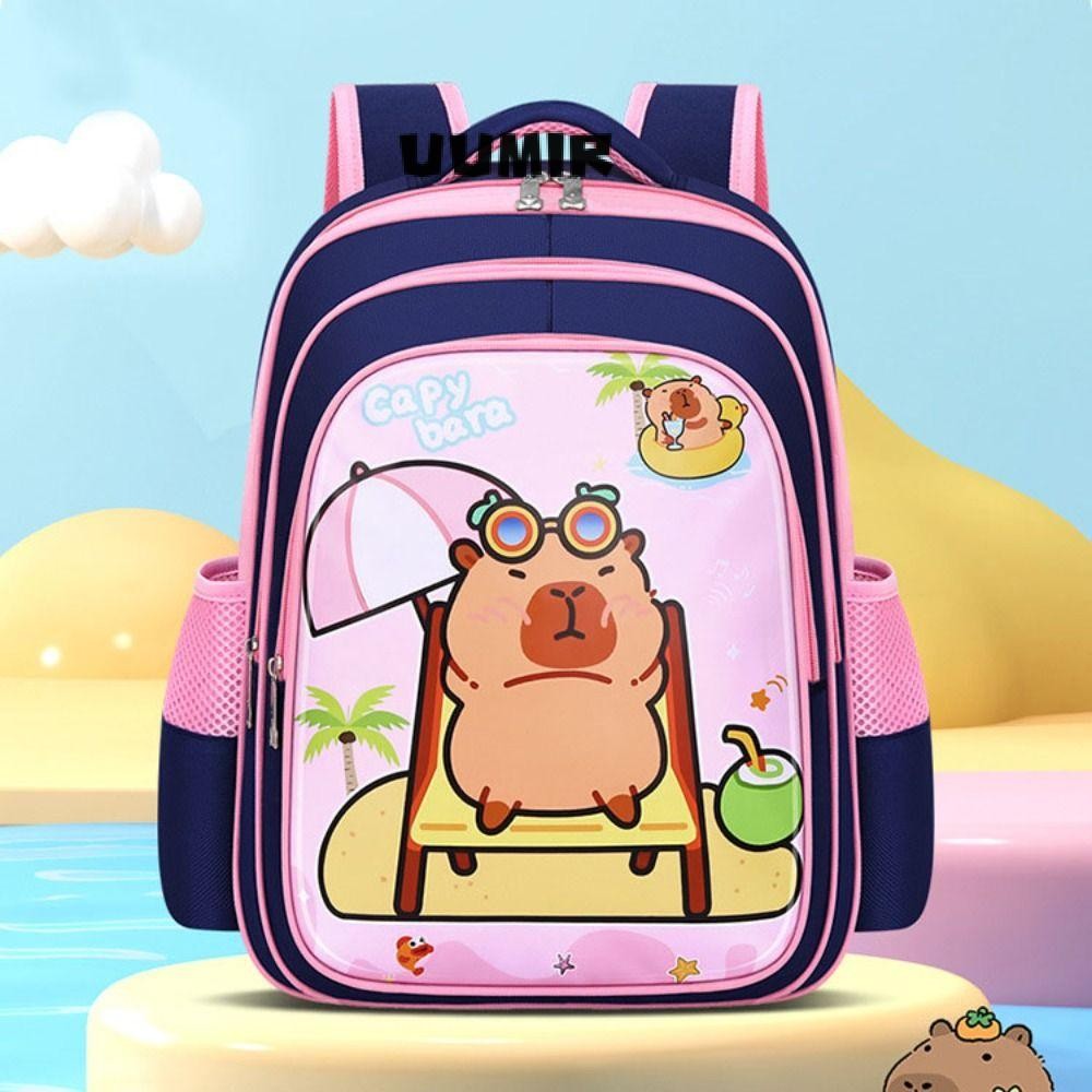 Ba lô trẻ em Capybara, Túi đi học họa tiết dung tích lớn, Túi sách hoạt hình chống nước dành cho học sinh