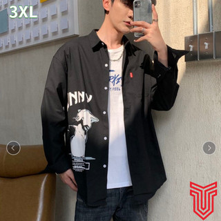 Shirt Men's Long Sleeve Loose Trendy Vintage Regular Top