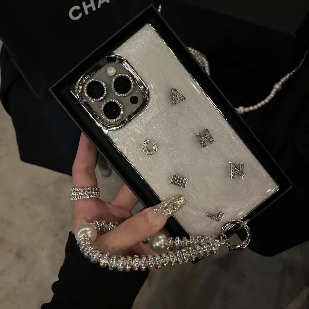 Ốp điện thoại hình vuông thẳng sang trọng hình vuông chữ cái kim cương cho iPhone16 15 14 13 12 11 Pro Max bảo vệ camera chống sốc chống rơi silicon mềm lưng cove