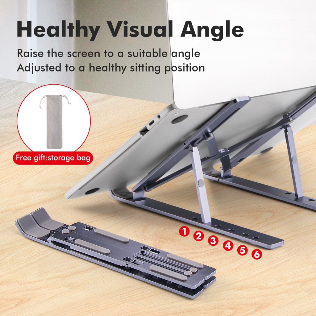 Giá đỡ máy tính xách tay nhôm Goojodoq 6 vị trí có thể điều chỉnh chiều cao | BigBuy360 - bigbuy360.vn