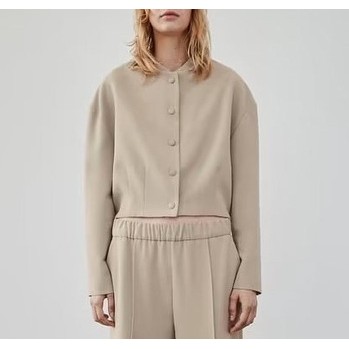 Morocco Zara made in Morocco đủ tag Áo Khoác bomber Dáng Ngắn màu be chất đẹp