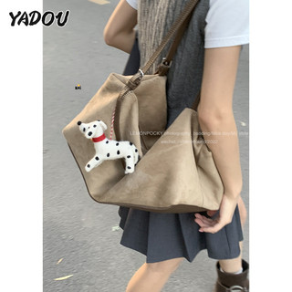  Yadou Túi xách nữ da lộn dung tích lớn phong cách Hàn Quốc mới đơn giản túi đeo vai cổ điển 