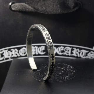  Chrome HEARTS Bạc 925 Chữ Thập Khắc Vòng Tay Retro Punk Gothic Rock Phụ Kiện Trang Sức Hip-Hop Đường Phố Quà Tặng Tiệc Sang Trọng 3991 