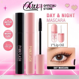 Pinkflash 2 Chiếc Mascara Nối Dài Volumizing Chống Thấm Nước Trang Điểm Tự Nhiên Lâu Dài + 1 Dầu Môi
