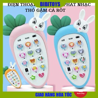 [Tặng kèm 3 Pin AAA] Đồ chơi điện thoại gặm nướu phát nhạc thỏ cà rốt cho bé