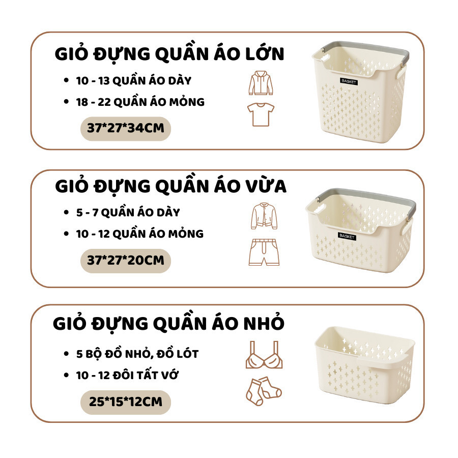 Giỏ Đựng Quần Áo Bẩn 2 Kích Thước, Giỏ Đựng Đồ Giặt Kèm Khay Nhỏ Để Đồ Lót Q048 | BigBuy360 - bigbuy360.vn