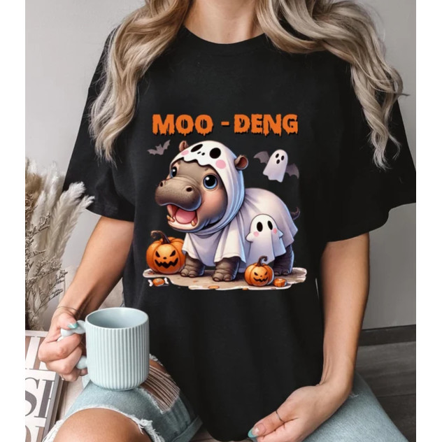 Áo thun Halloween Moodeng Hippo Funny Moo Deng
