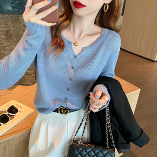  Suxi Thu Đông Hàng Mới Cổ Tròn Dài Tay Dệt Kim Cardigan Áo Len Nữ 240927 