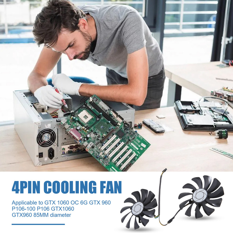 Mới 1 Cặp Card Đồ Họa Quạt 85Mm Ha9010H12F-Z 4Pin Quạt Làm Mát Thay Thế Cho Gtx 1060 Oc 6G Gtx 960 P