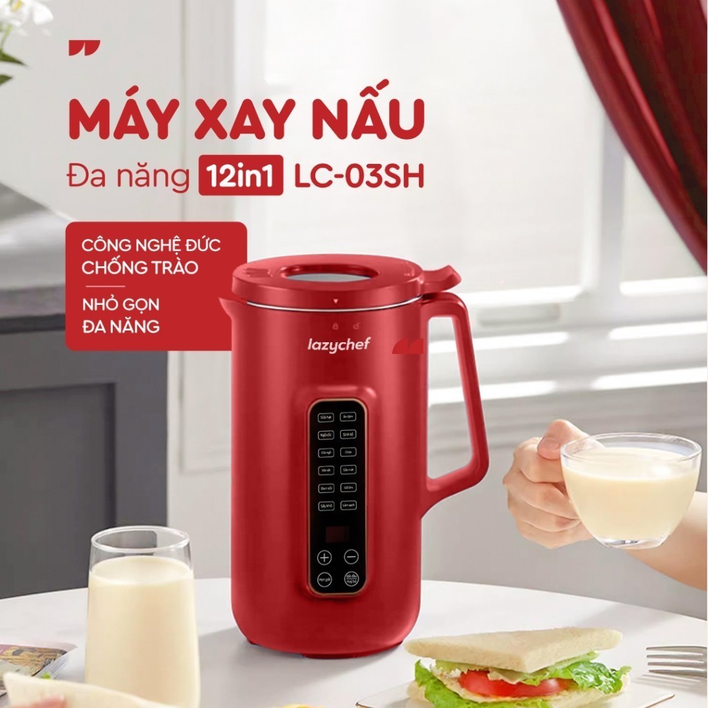 Máy Làm Sữa Hạt 12 Chức Năng Lazychef - Máy Xay Nấu Đa Năng 12in1, Hầm Suop, Xay Sinh Tố, Nấu Cháo
