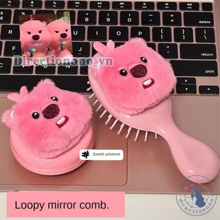 Lược gấp gọn túi khí hình con hải ly dễ thương Gương trang điểm cầm tay hình con hải ly nhỏ di động dành cho bé gái Gương dùng được 2 lần DIRE
