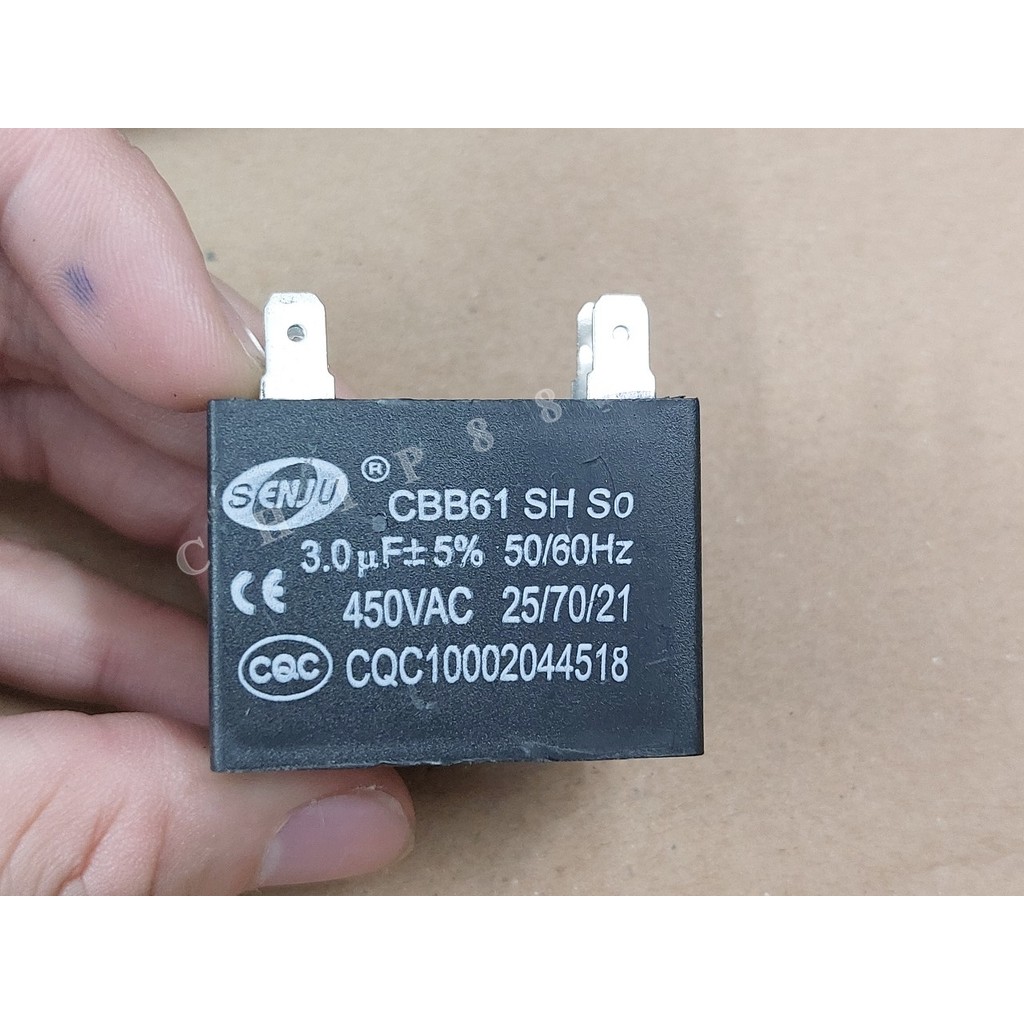 2 cái 3uf Tụ Quạt Điều Hòa 3uf 450v Chân Jack, Mới, Chính Hãng 100%