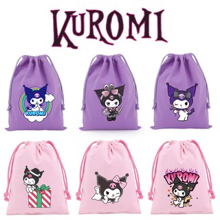 Túi đựng dây rút hoạt hình mới của Kuromi, túi quà tặng tiệc kẹo, túi vải cotton