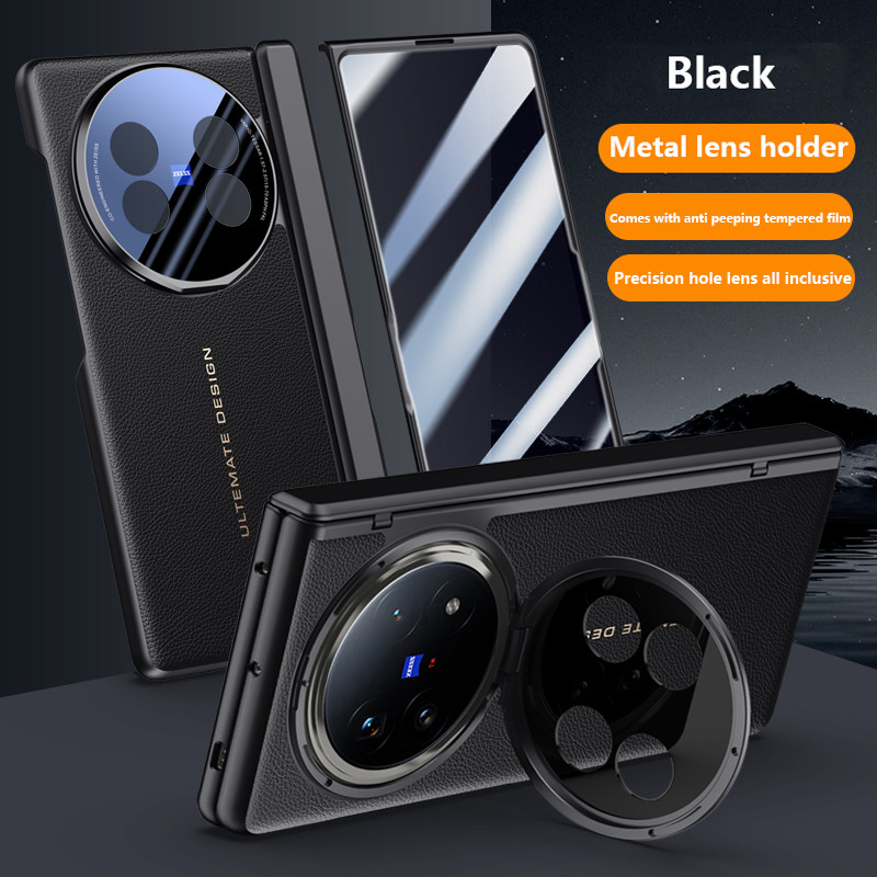 Skin Feel PU Leather Case cho Vivo X Fold5 Fold 5 5G Vỏ bảo vệ bản lề gấp từ tính có màng cường lực