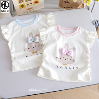 [ML] 80-130CM Bé Gái Hoạt Hình Dễ Thương Áo Thun Tay Ngắn Phong Cách Mới Mùa Hè Bé Gái Thời Trang Nhỏ Tay Bay Áo Vest In Hình Thỏ