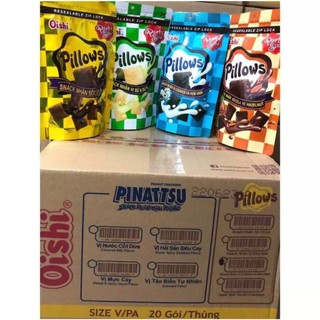  Thùng 20 gói bánh Pillows Oishi Snack nhân socola  sữa dừa  cookies vani 80g _ Lạc Lạc Food86 