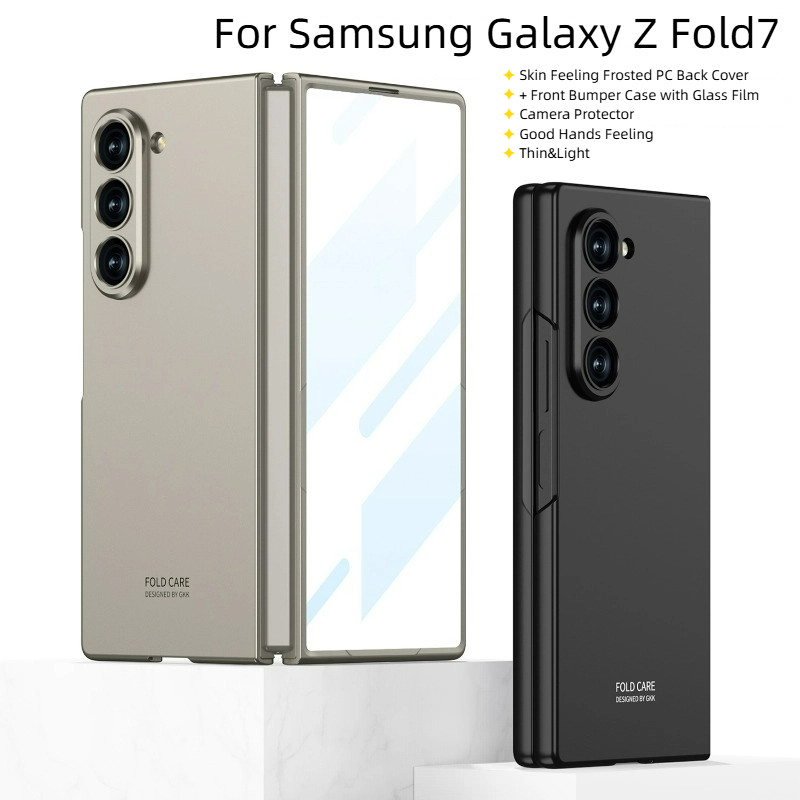 Dành Cho Samsung Galaxy Z Fold 7 Z Fold7 Ốp Lưng Da Cảm Giác Mờ PC Cứng Lật Vỏ Điện Thoại Cho Samsun