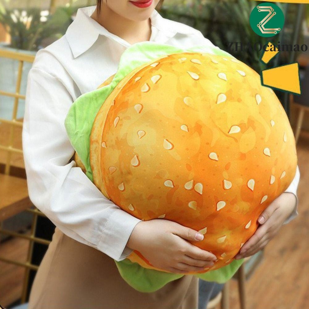 Gối phô mai ZHAOCAIMAO, Gối Burger mô phỏng lớn Gối Burger thực tế, Đồ chơi nhồi bông Burger thực tế