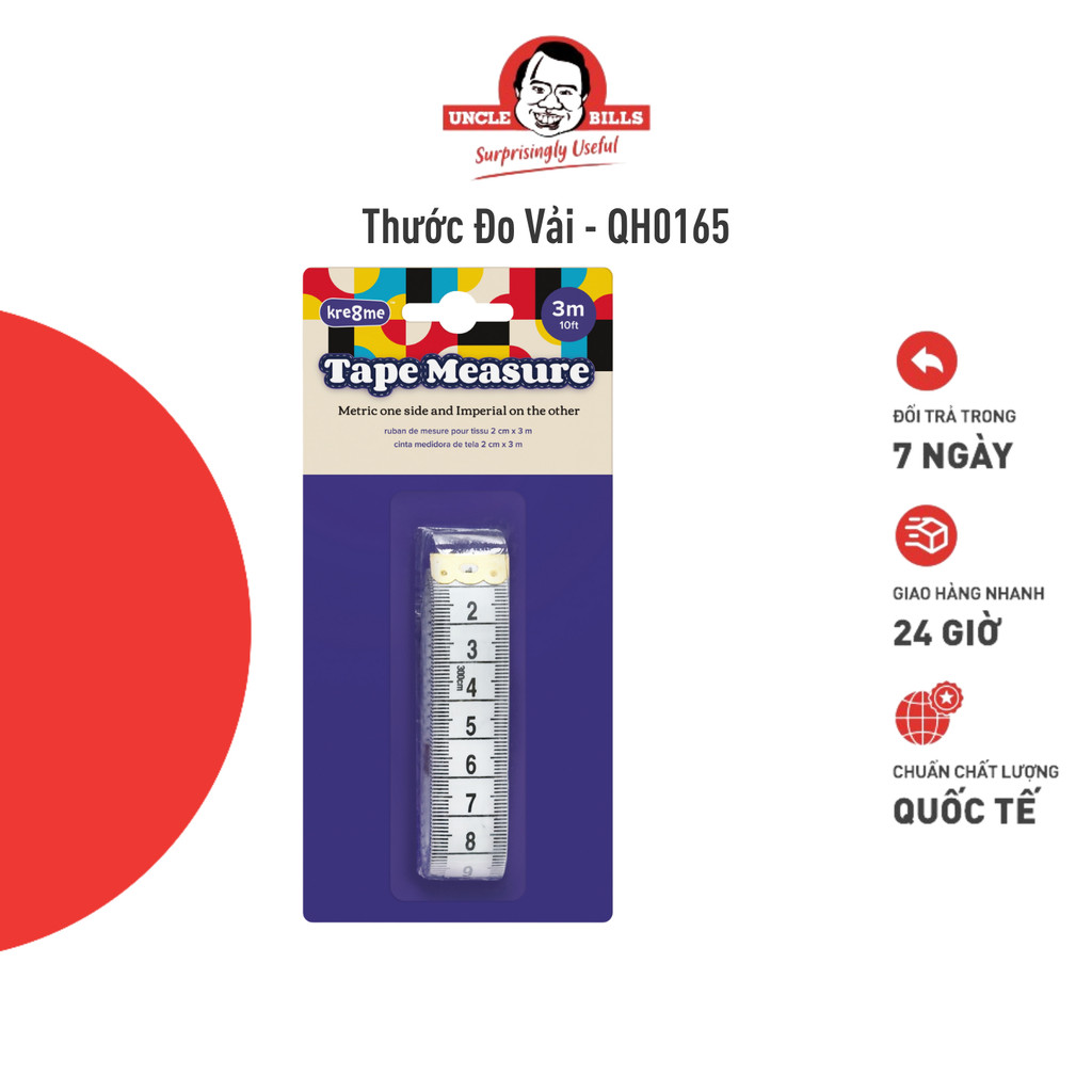 Thước Đo Vải 2 cm x 3 m UNCLE BILLS QH0165