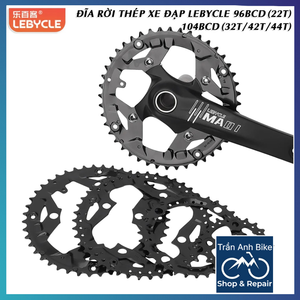 Đĩa Rời Xe Đạp MTB LEBYCLE Thép 4 Chấu – 64BCD/104BCD 22T 32T 42T 44T