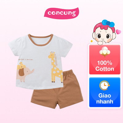 Bộ bé gái ngắn Animo Easy TX0325021 (3Y,Trắng-nâu,TT02)