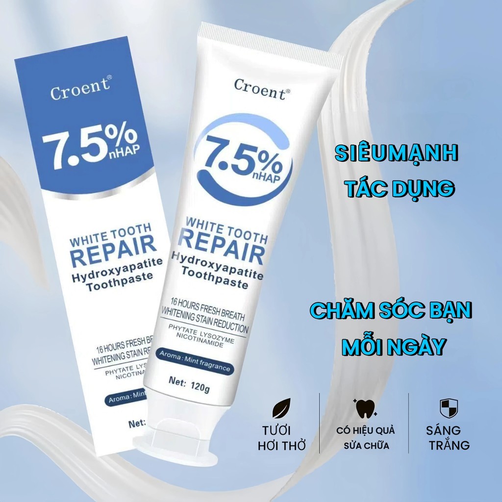 7.5% Kem đánh răng Apatit gốc Hydroxy Làm trắng vết bẩn răng  Răng vàng tươi Làm trắng răng